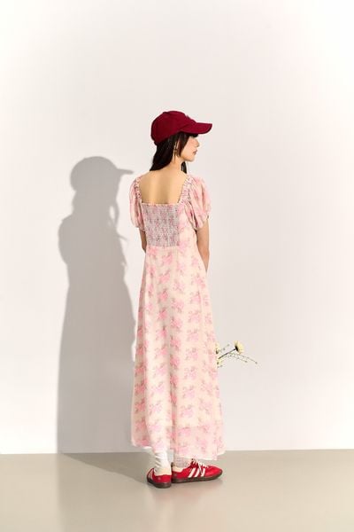 Daphne chiffon dress - Pink bow