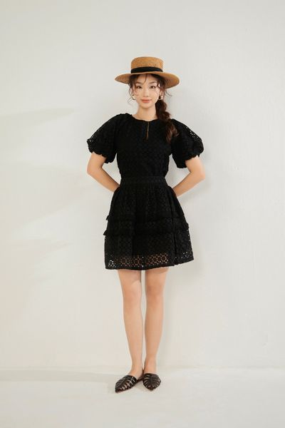 Váy Camellia Cotton Lace Skirt - Black
