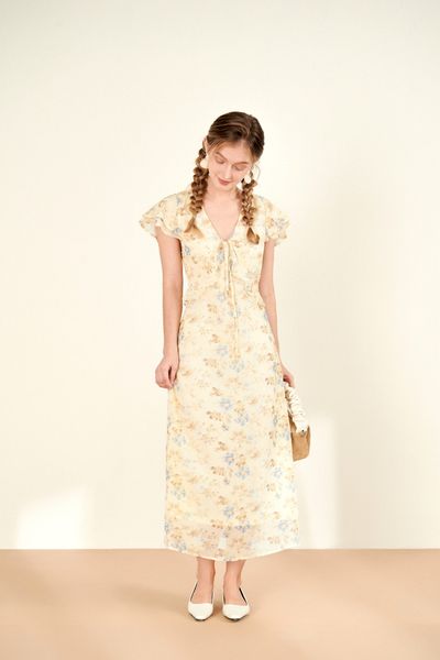 Kathy Chiffon Maxi - Light cream