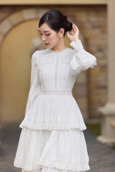 Đầm cotton tay dài Grace DAM004