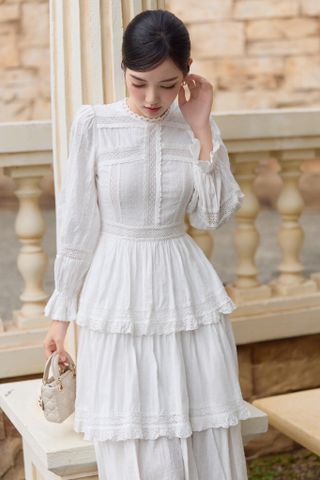 Đầm cotton tay dài Grace DAM004
