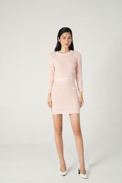 Knitted top & mini skirt Set - Pink