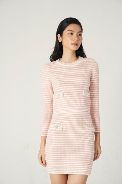 Knitted top & mini skirt Set - Pink
