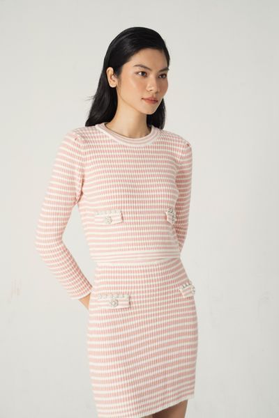 Knitted top & mini skirt Set - Pink