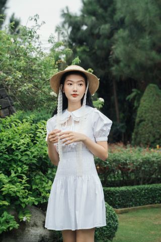 Oversized-collar shirt dress - Blue