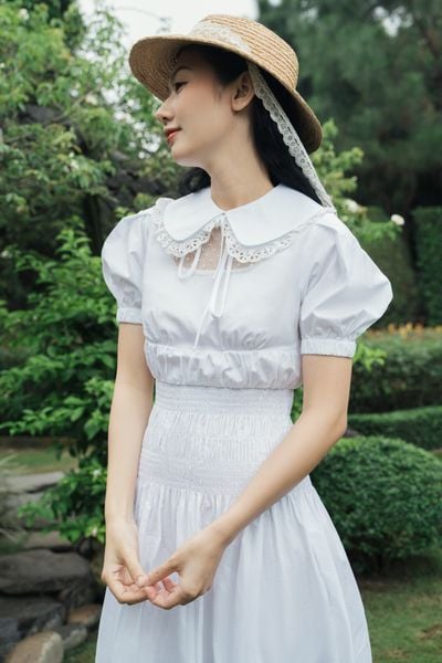 Oversized-collar shirt dress