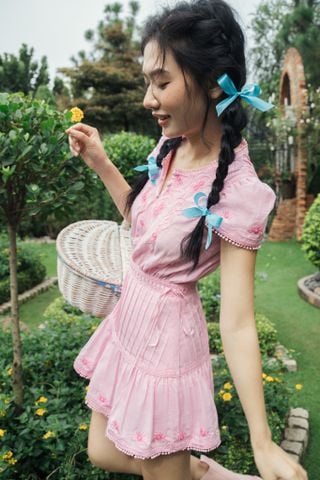 Prairie mini dress - Blue