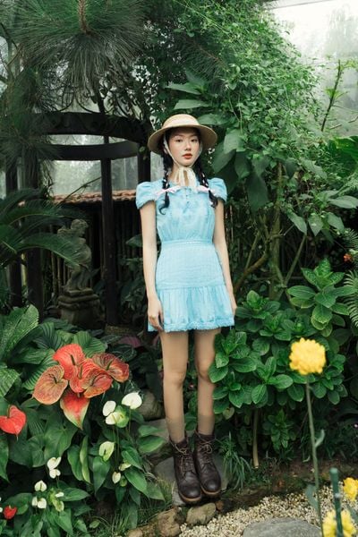 Prairie mini dress - Blue