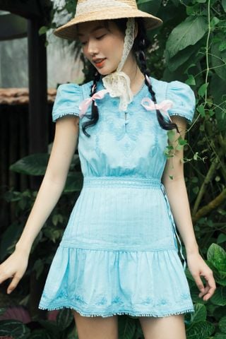 Prairie mini dress - Blue