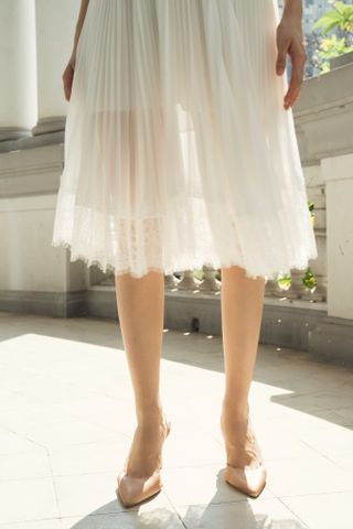 Lace-trimmed cape dress - MIDI