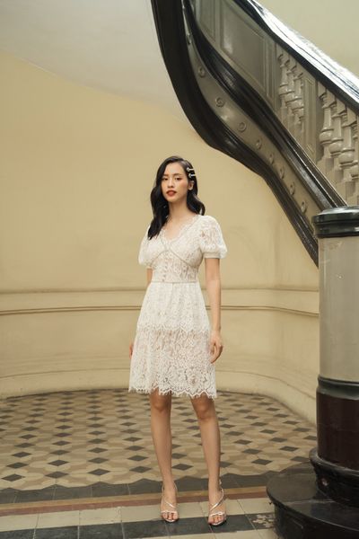Lace embellished MINI - White
