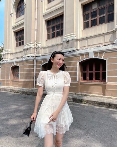 Hera pleated chiffon dress - MINI
