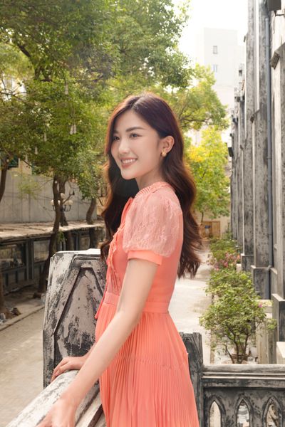 Hera pleated midi dress - Orange