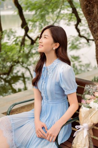 Hera pleated mini dress - Blue