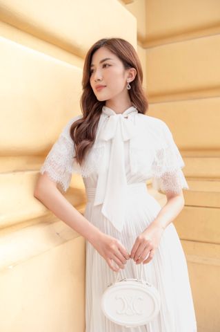 Lace-trimmed cape dress - MIDI
