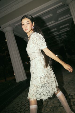 Lace embellished MINI - Cream