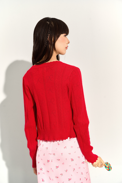 Natasha knitted top set - True Red
