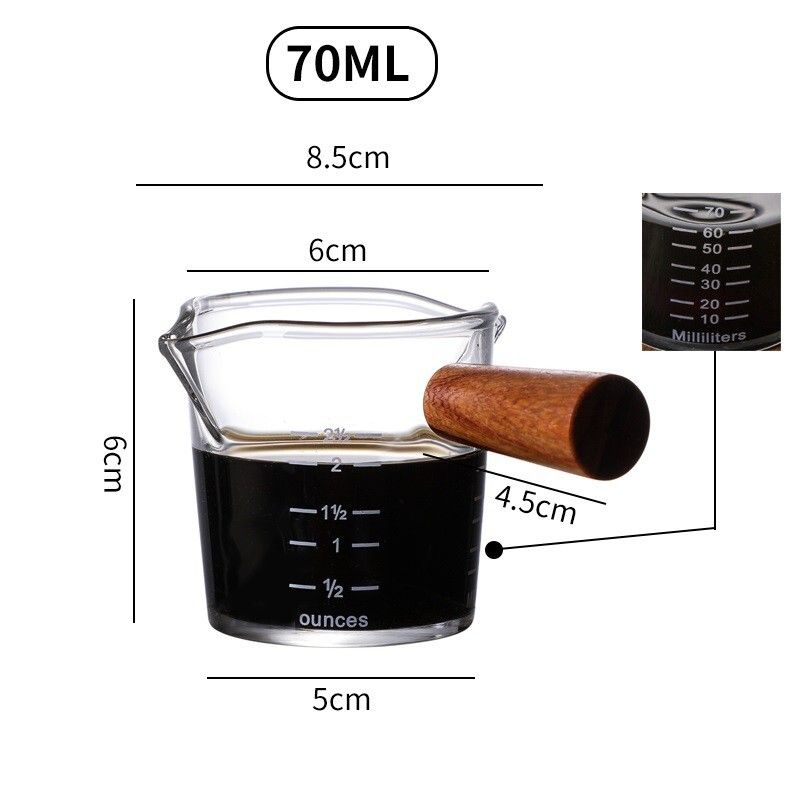  Ly đong espresso 2 mũi 70ml tay gỗ 