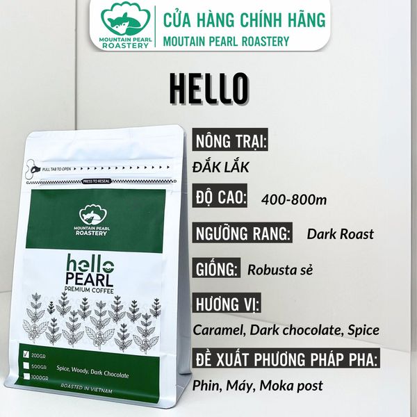  COMBO 3 cà phê rang xay nguyên chất HELLO (đậm đà), FELI (quyến rũ), AMORE (nhẹ nhàng) pha máy, pha phin từ Mountain Pearl Roastery Coffee 