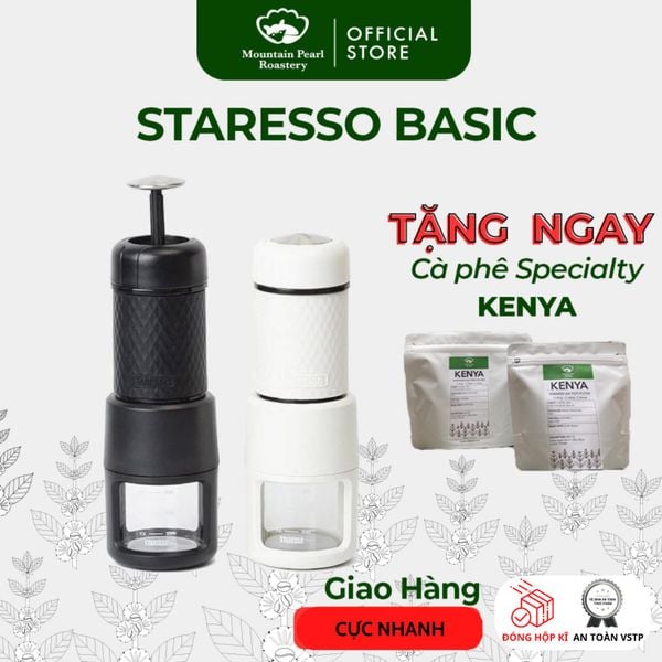  [BẢN 2021] Dụng Cụ Pha Cà Phê, Espresso Cầm Tay STARESSO BASIC kèm cốc thuỷ tinh - Mountain Pearl Roastery 