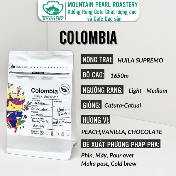  Cà Phê Đặc Sản Colombia Huila Supremo - Specialty Coffee đến từ nhà Mountain Pearl Roastery Coffee 