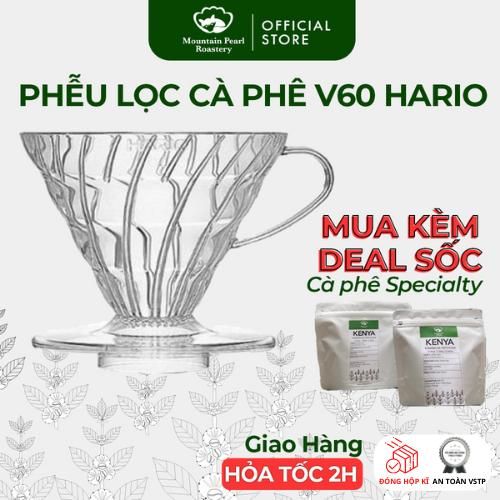  Phễu Lọc Cà Phê Hario V60 Nhựa Trong, Dụng pha cafe lọc giấy từ HARIO, giúp cà phê nhẹ nhàng - Mountain Pearl Roastery 