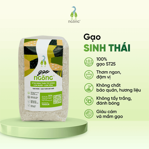 Gạo Ngỗng Sinh Thái ST25 lúa tôm rươi 700g
