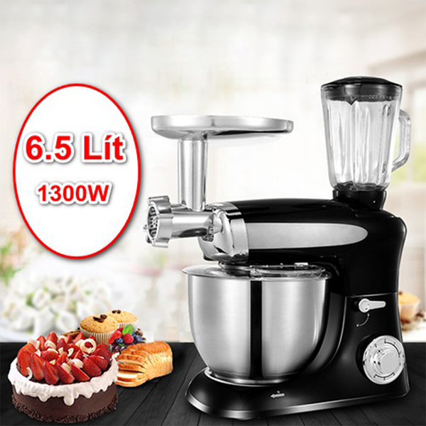 Máy nhào trộn bột, làm bánh kem, sadlad thế hệ mới dung tích 6.5 lít, công suất mạnh mẽ 1300W với động cơ AC thế hệ mới, 6 cường độ xoay tiêu chuẩn đa dạng làm bánh nướng dễ dàng