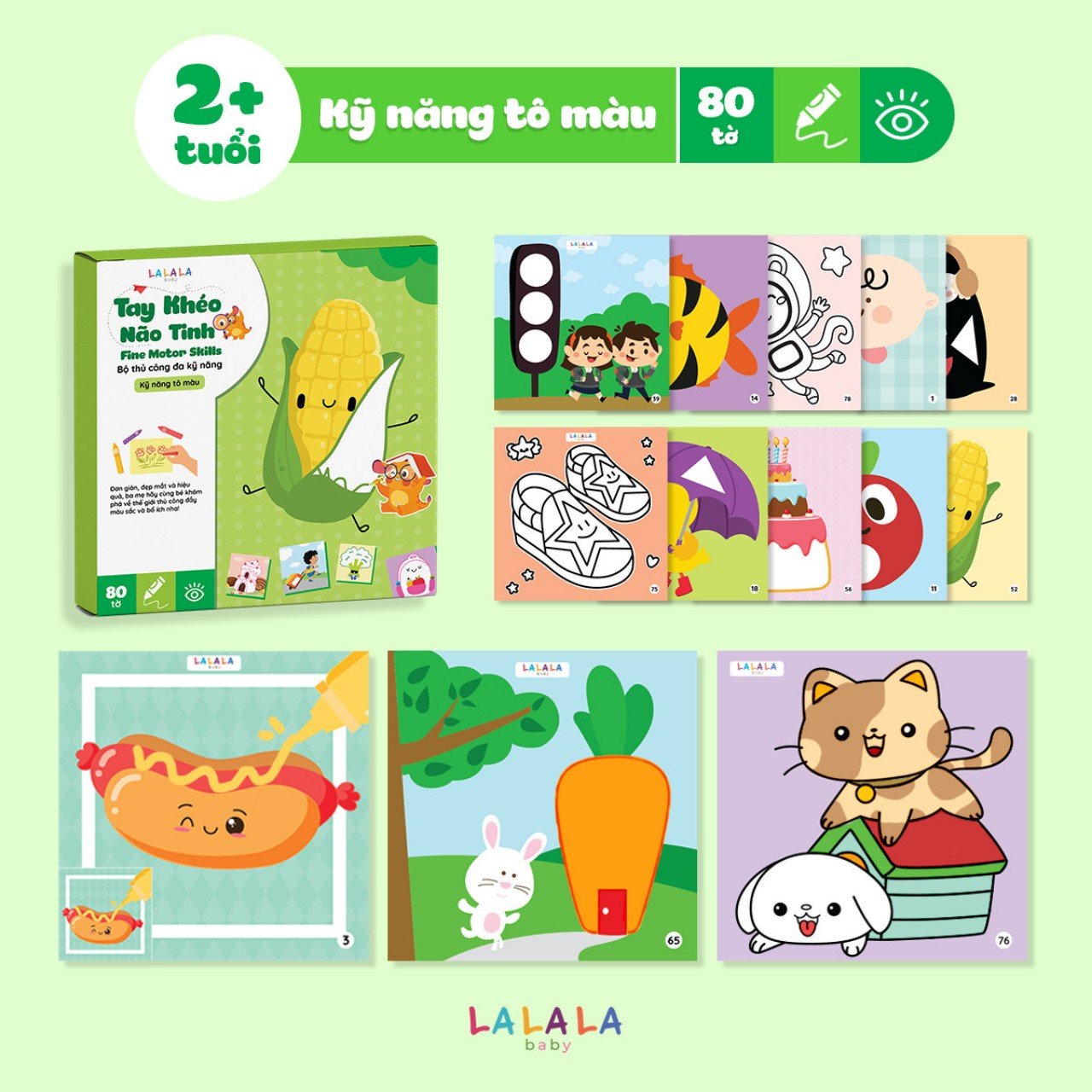 Bộ Luyện Kỹ Năng Tô Màu 80 Tờ Cho Bé  Tay Khéo Não Tinh  LaLaLa Baby   Lazadavn