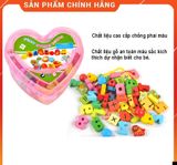  Xâu hạt trái tim bằng gỗ 