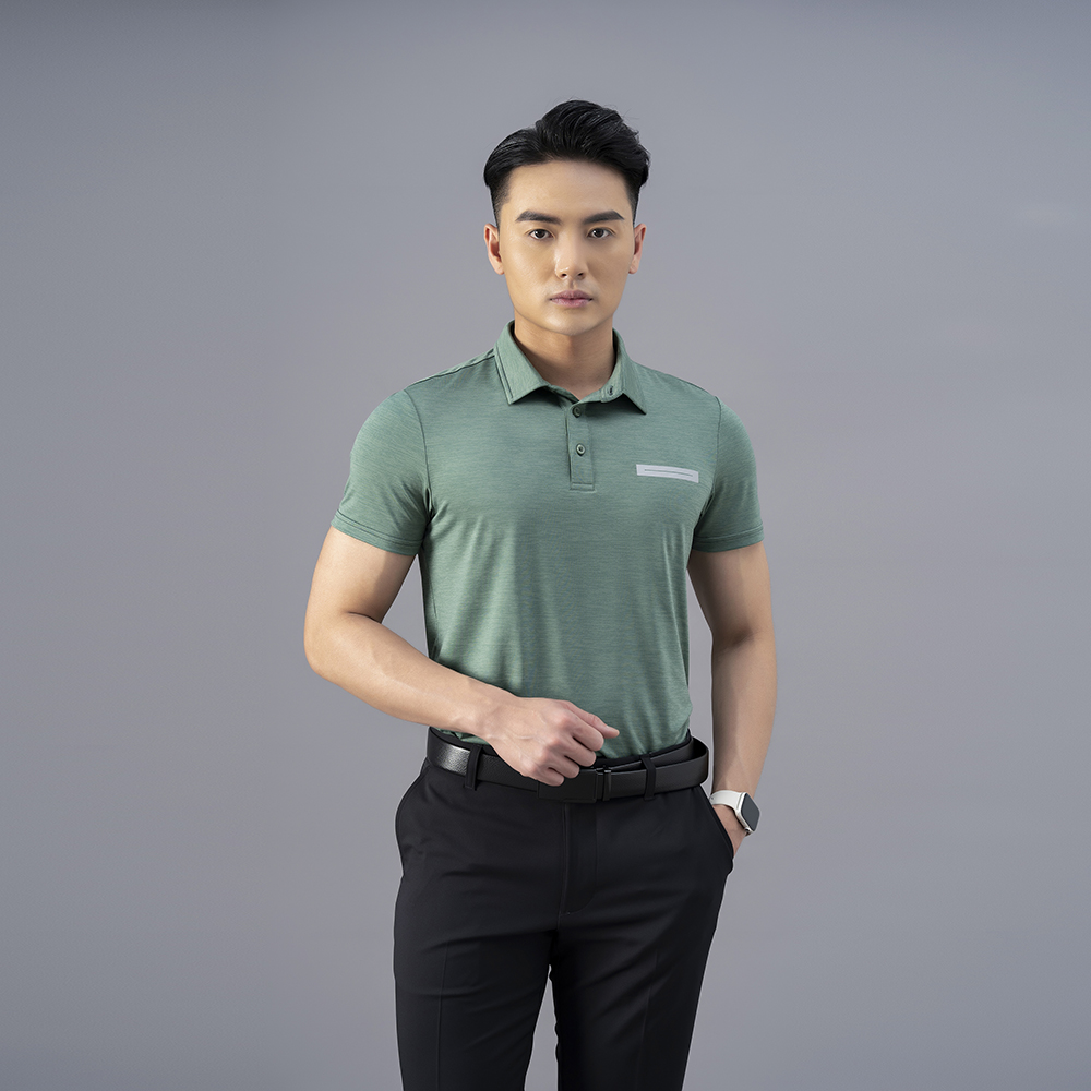 Áo Polo nam AM màu xanh rêu PLM231-77