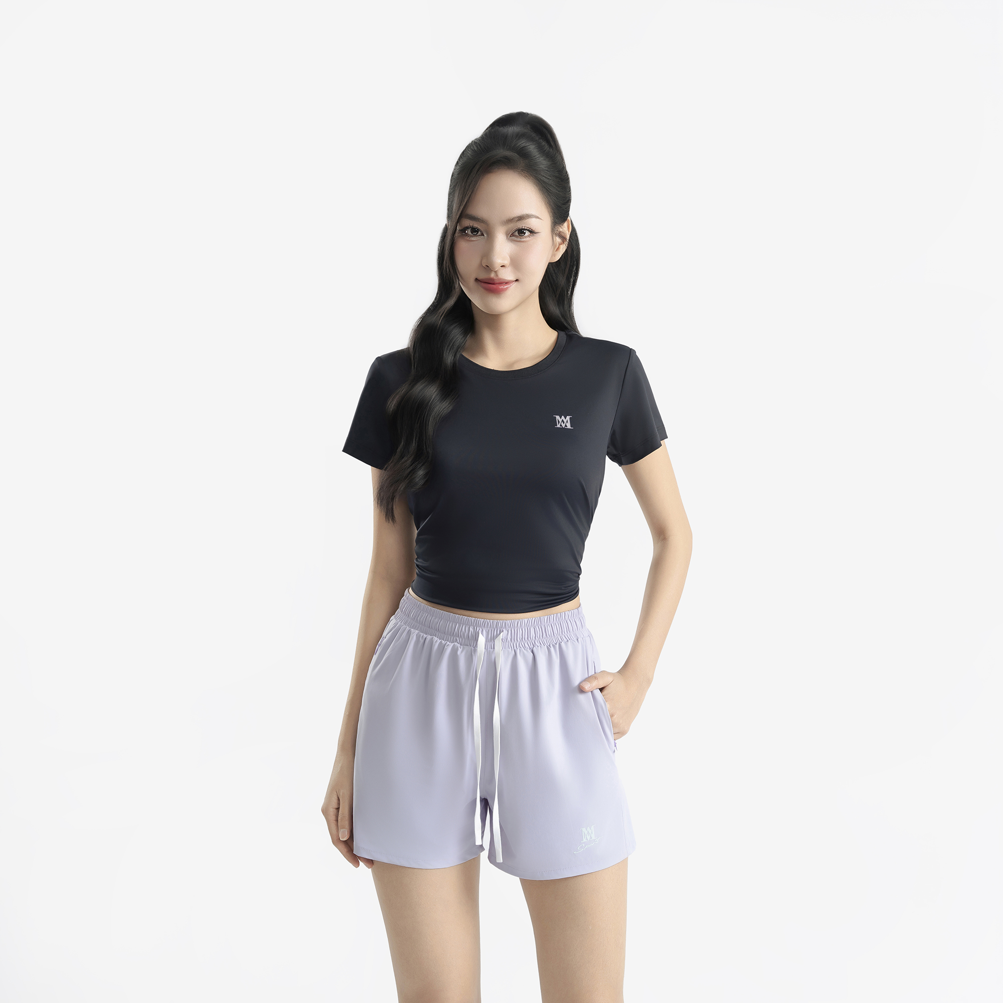 Quần running nữ AM màu tím nhạt SRW2521-44