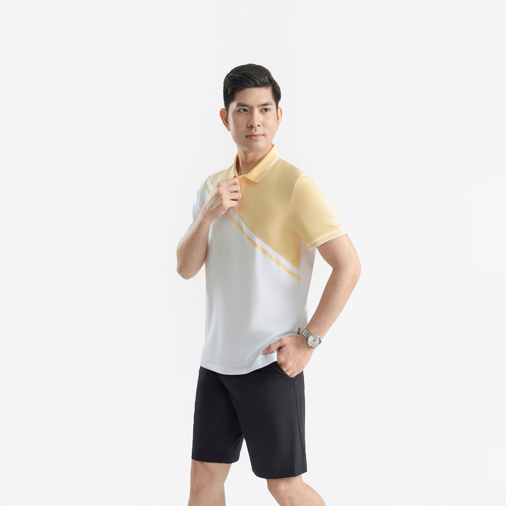  Áo Polo nam AM màu trắng vàng MP25103-18 