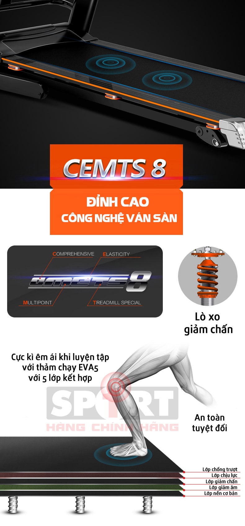 Máy tập chạy bộ điện đa năng cao cấp Sport Fitness-YY6088DS 6