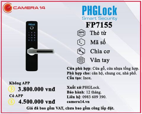 Khóa mã số vân tay PHGLock FP 7155