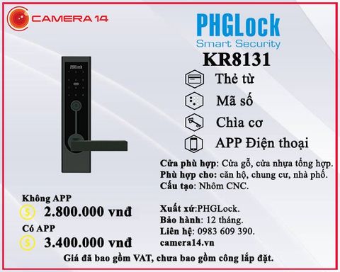 Khóa mã số, thẻ từ PHGLock KR 8131