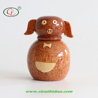  HỦ TĂM HÌNH CHÚ HEO TỪ GỖ DỪA 