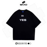 Áo Thun Oversize Unisex EMO 863 AT839 Vải Cotton In Chữ Yes Or No