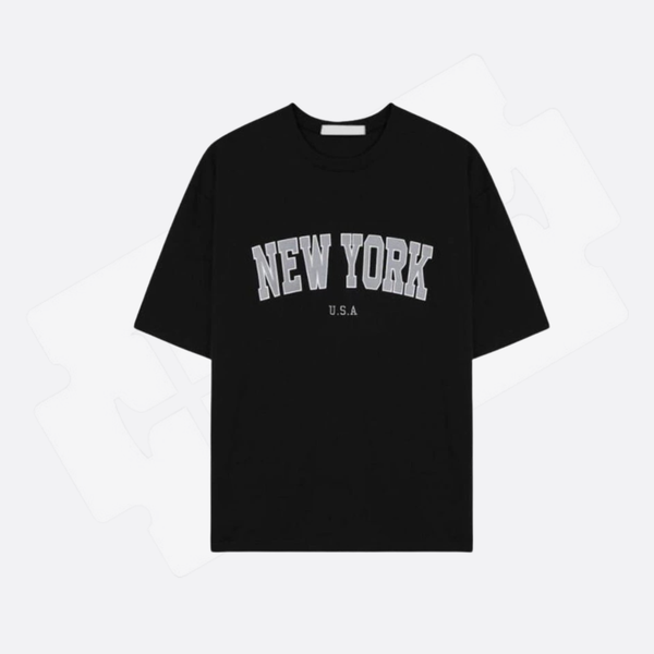 Áo Thun Nam Nữ Oversize Thêu Chữ New York Cổ Tròn EMO Unisex 3121 AT891