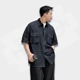 Áo Sơ Mi Nam Vải Denim 2 Túi To, Áo Form Rộng Unisex EMO 6802 SM152