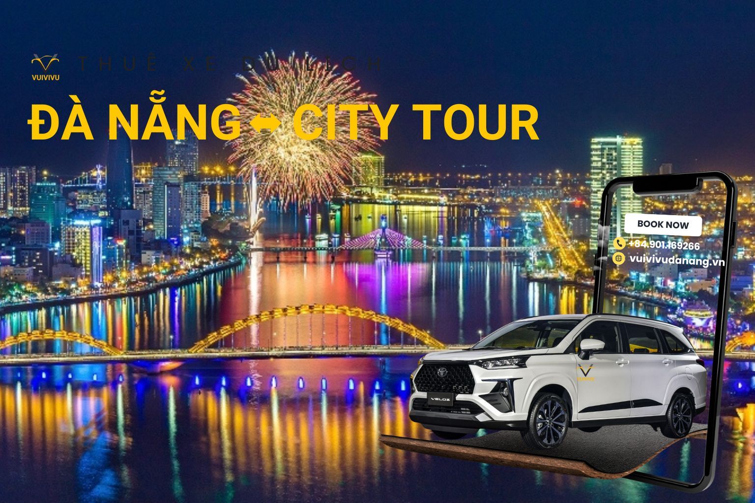 Thuê xe Đà Nẵng City Tour theo giờ ngày