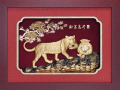 Tranh hổ vàng ngậm túi tiền
