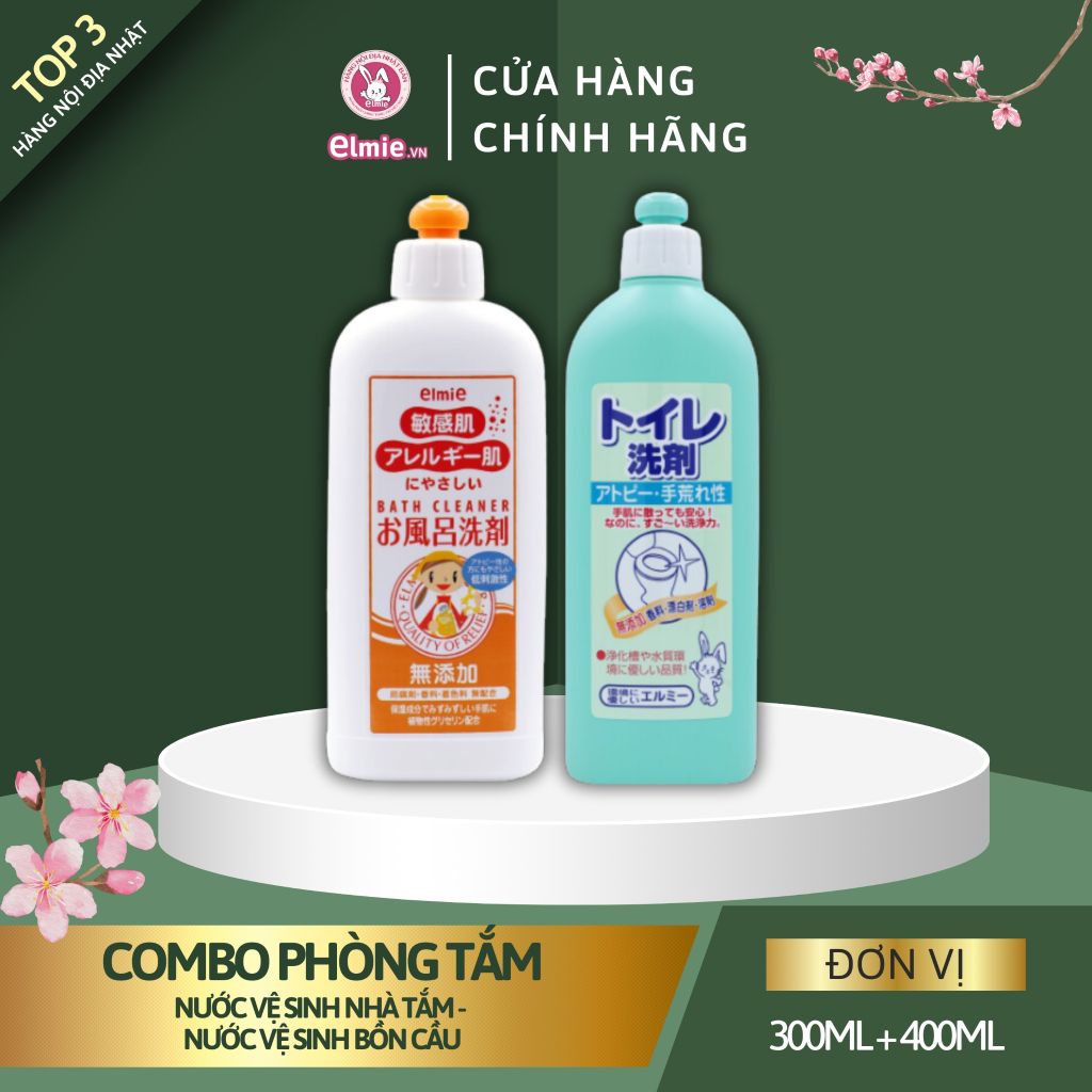 Combo phòng tắm Elmie - Nước vệ sinh bồn rửa mặt 400ml và nước rửa bồn cầu 300ml