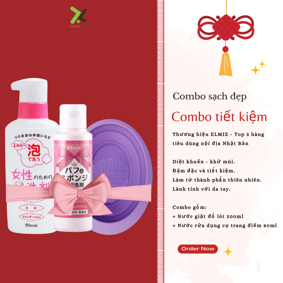 Combo sạch đẹp - Nước giặt đồ lót 200ml và nước rửa dụng cụ trang điểm 80ml