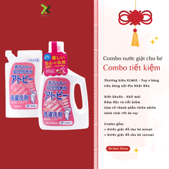 Combo tiết kiệm nước giặt cho bé Elmie - Chai 1200ml và túi 800ml