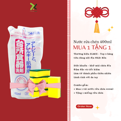 Nước rửa chén nội địa Nhật Bản dành cho da thường và da nhạy cảm Elmie - Túi 400ml Hàng nội địa Nhật Bản