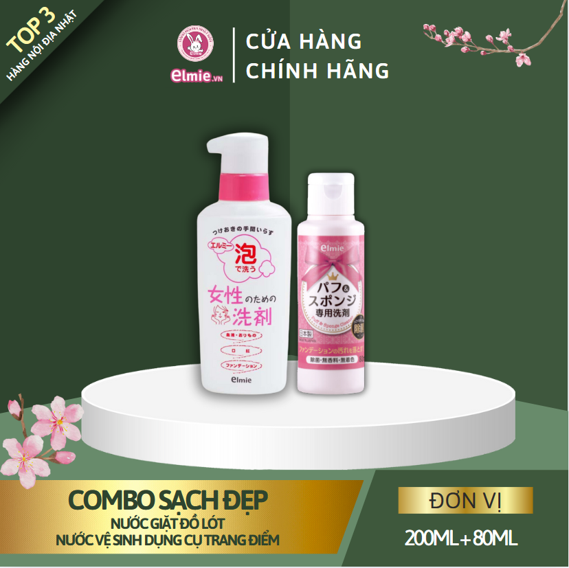 Combo sạch đẹp - Nước giặt đồ lót 200ml và nước rửa dụng cụ trang điểm 80ml