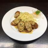 Gà nhồi áp chảo ăn kèm Mỳ Ý