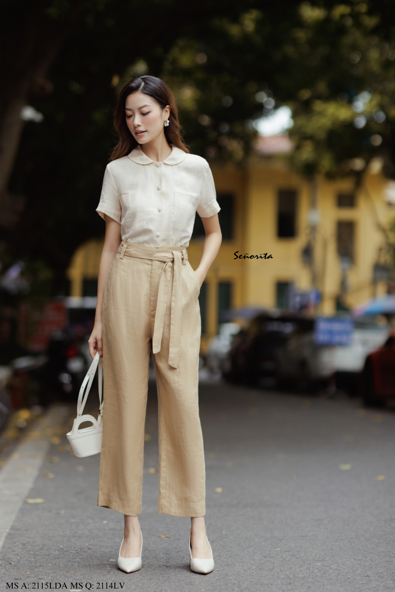  Áo linen cổ sen tay ngắn_2115LDA_Senorita 