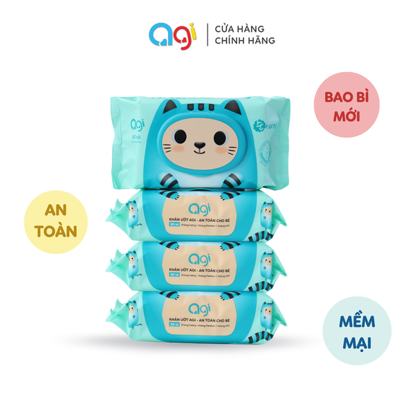  Combo 4 gói khăn ướt Agi 80 tờ không hương [ BAO BÌ MỚI ] 